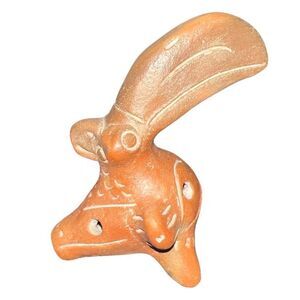 Vintage Bird Rabbit Fish Clay Pottery Ocarina Flute Instrument Pre Columbian